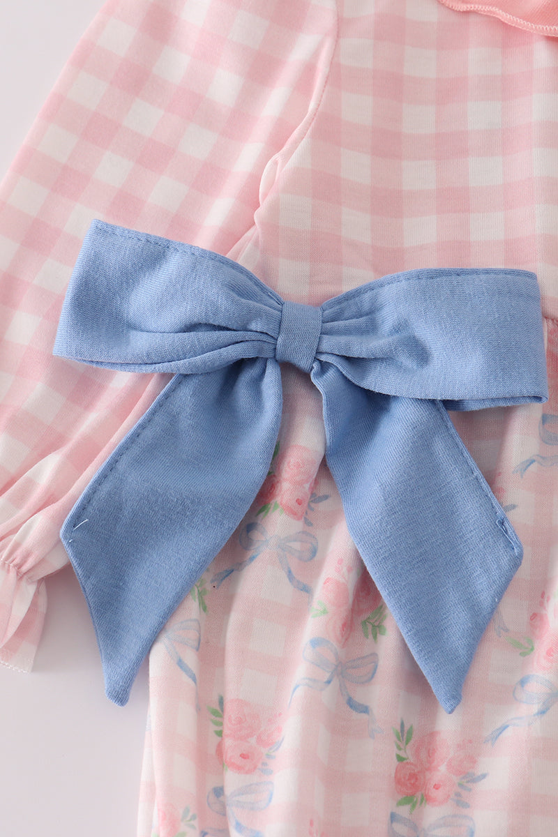 Pink Floral Ruffle Bow Bubble