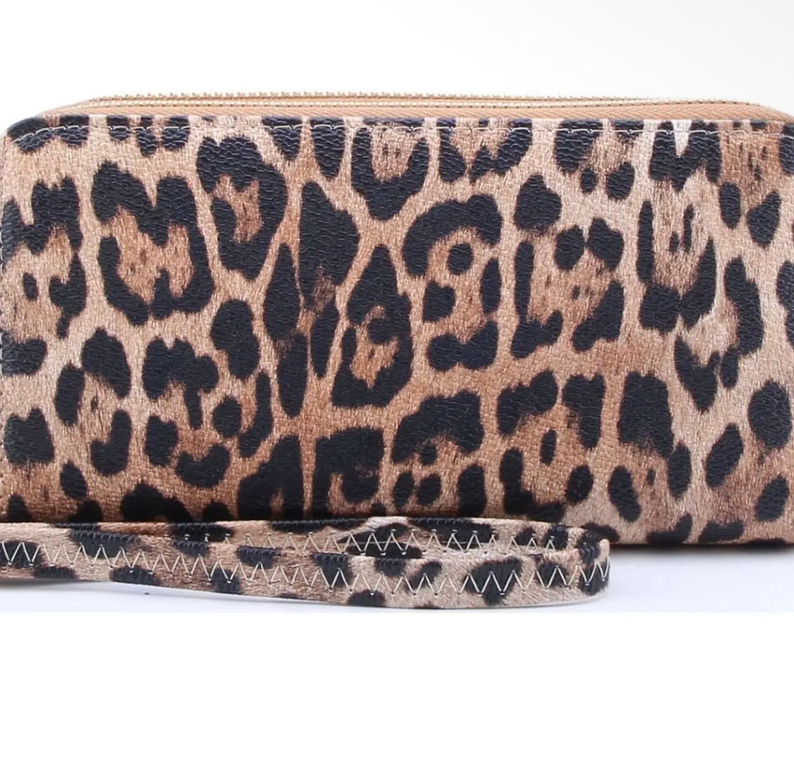 Gia Leopard Print Double Zip-Around Wallet Wristlet