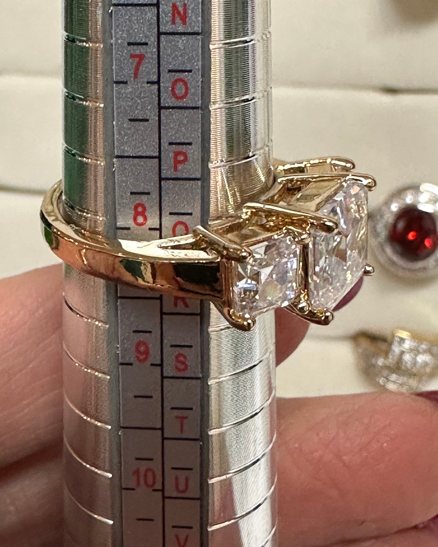Vintage Three-Stone Asscher Cut Ring.