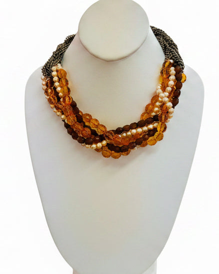 Vintage Amber Harvest Multi-Strand Torso Necklace