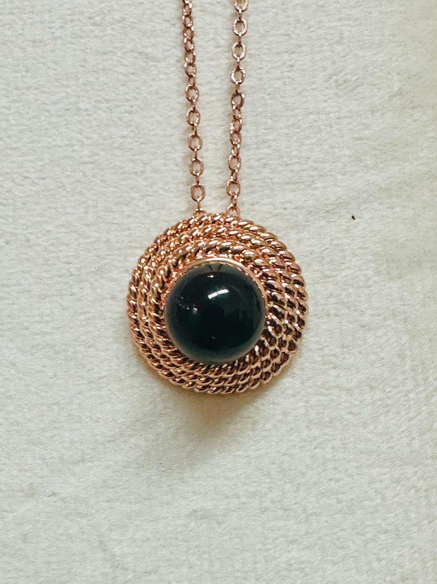 14k Rose Gold Plated Cabochon Pendant Necklace