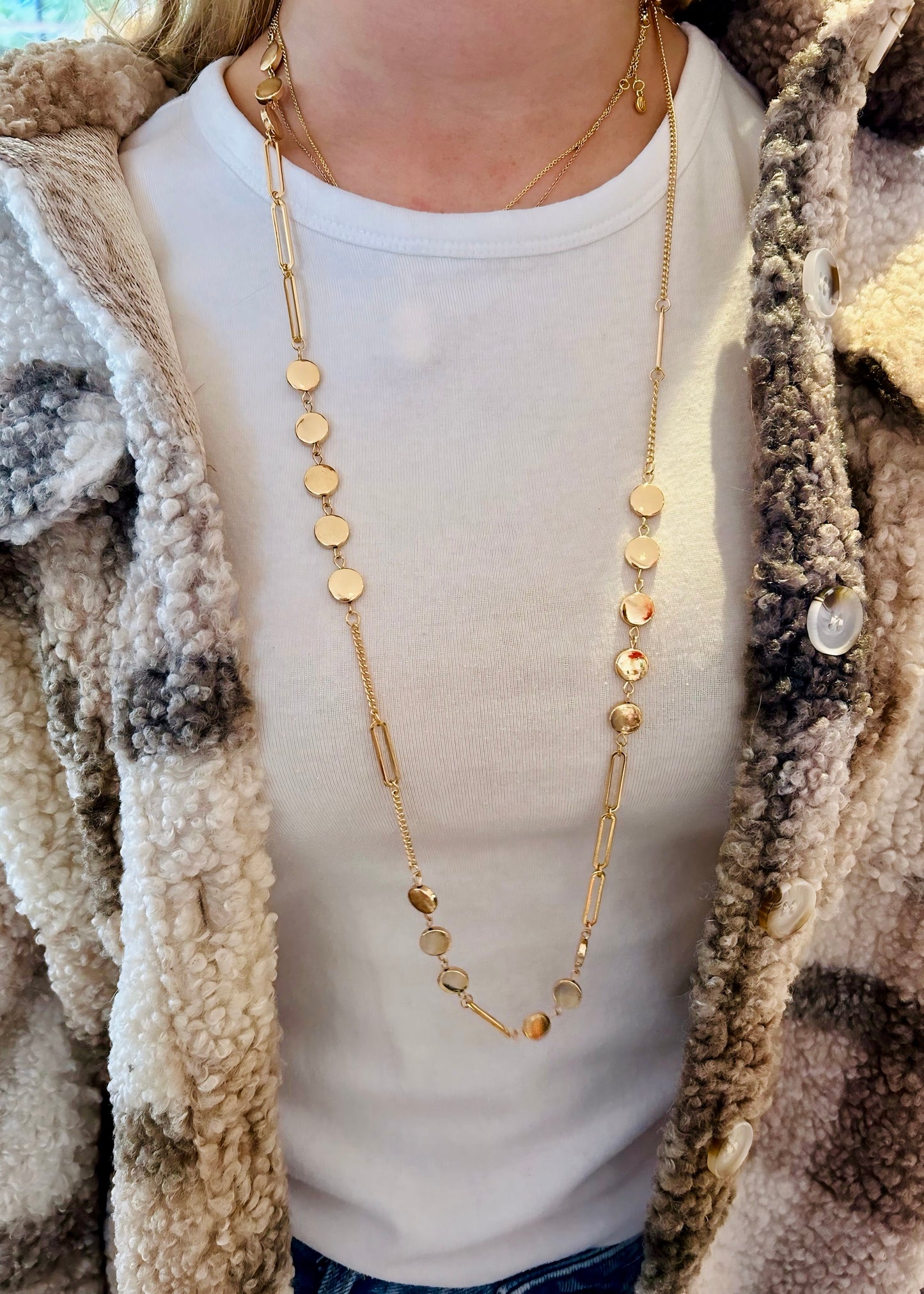 Gold Station Long Link & Chain Necklace