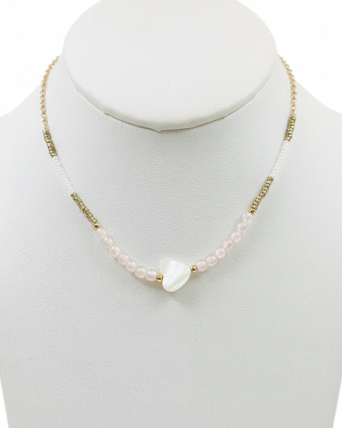 Ethereal Heart Gemstone & Pearl Choker