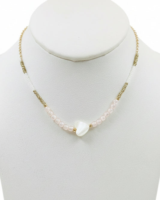 Ethereal Heart Gemstone & Pearl Choker