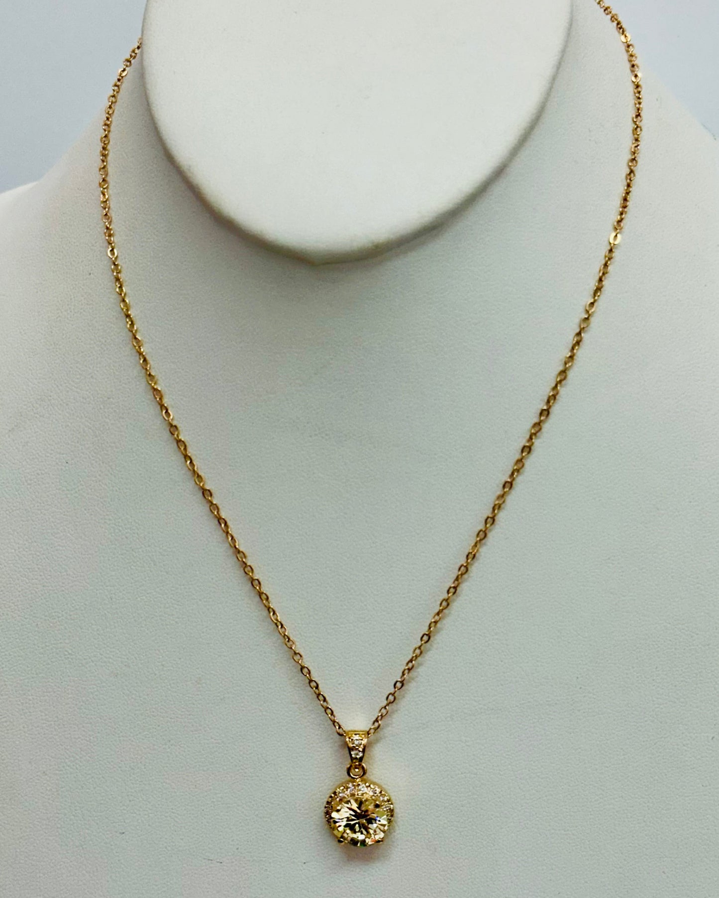 Gold Canary Halo Pendant Necklace