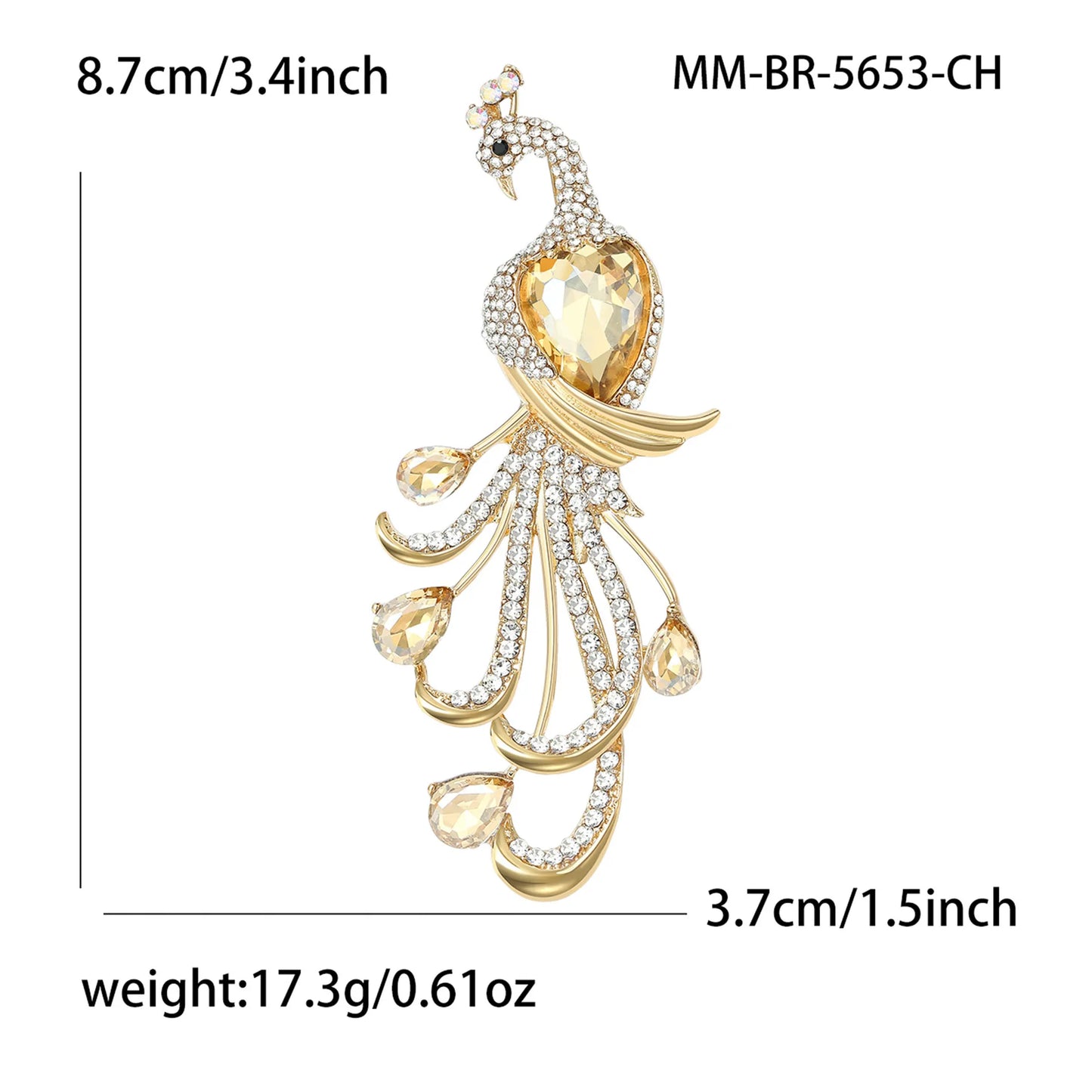 Majestic Firebird Crystal Brooch