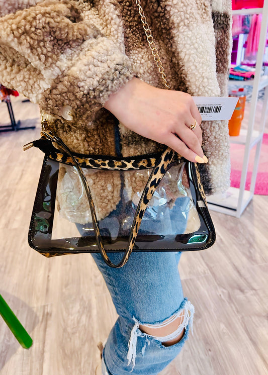 Marilyn Cheetah Clear Satchel Bag