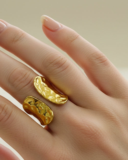 Textured Hammered Gold Wrap Ring