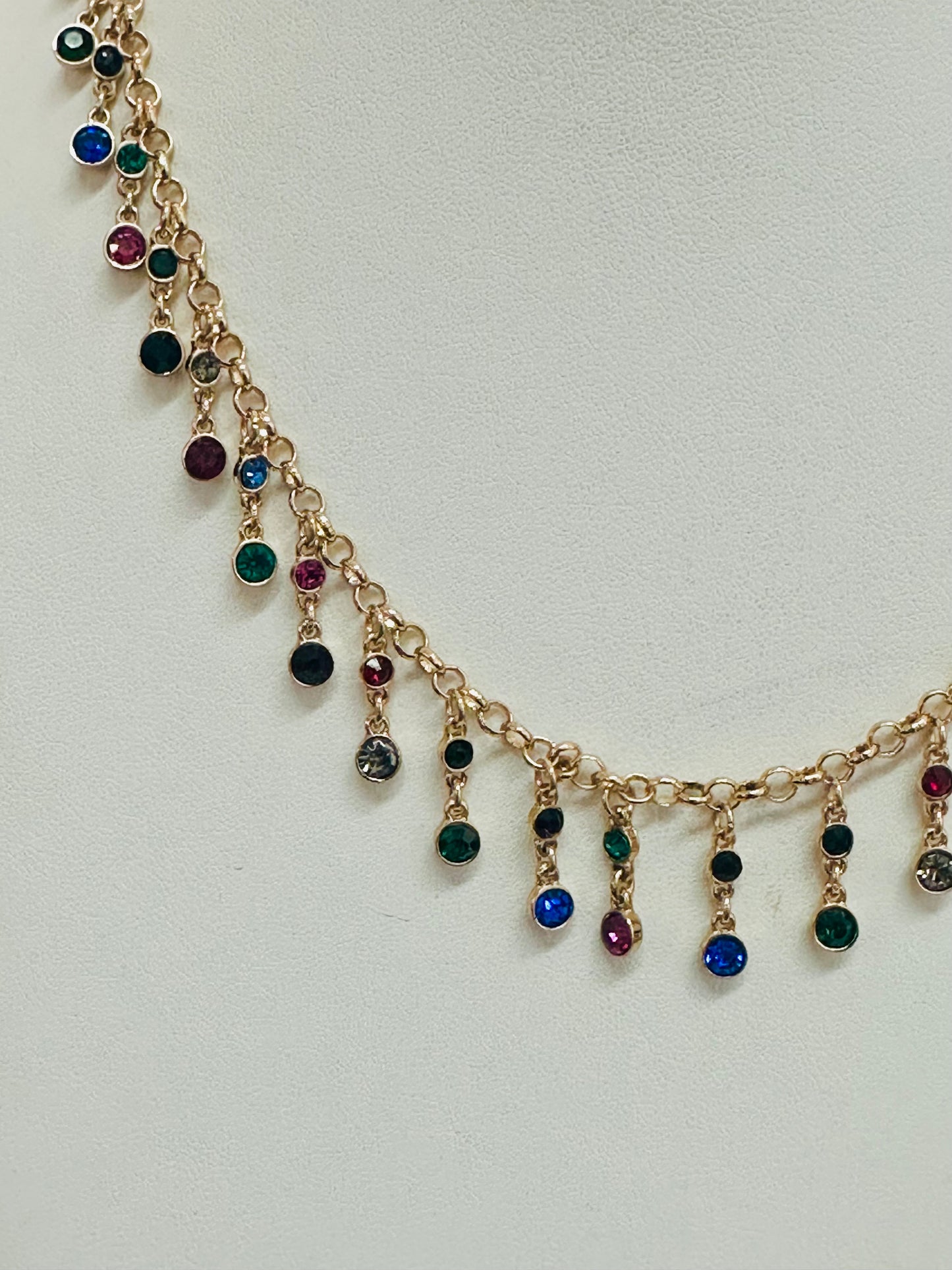 Multi-Color Crystal Fringe "Raindrop" Necklace