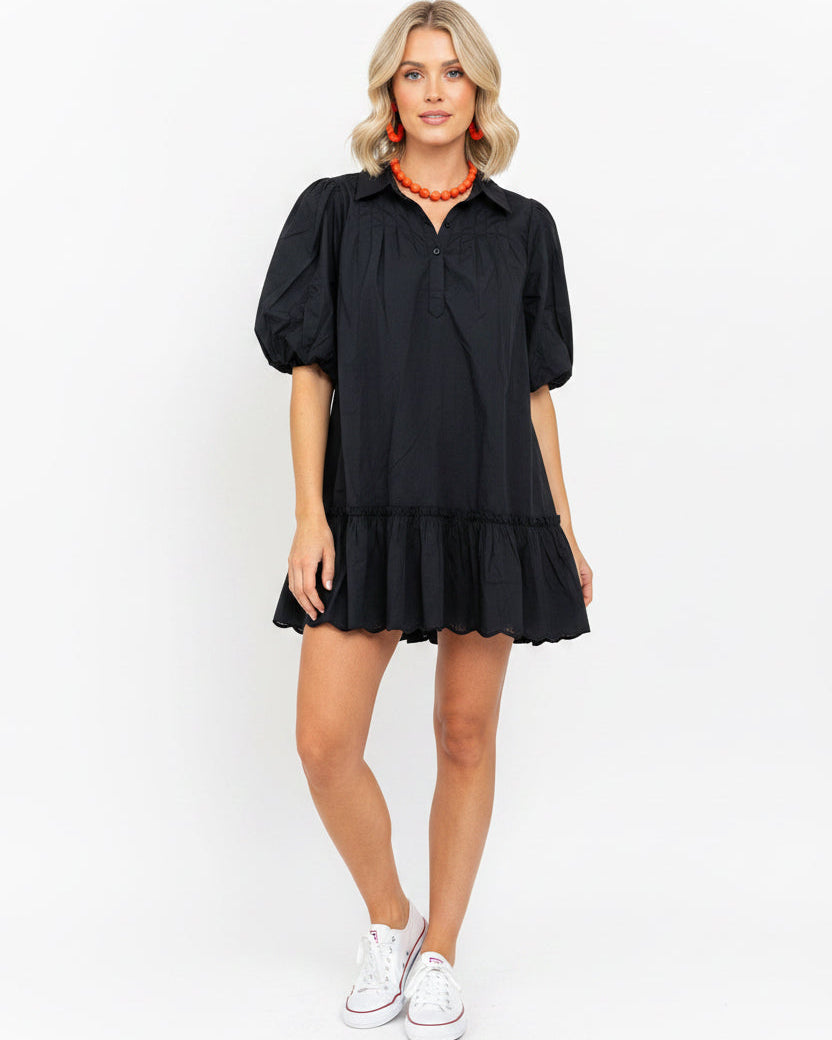Tailgate Navy Puff Sleeve Dress