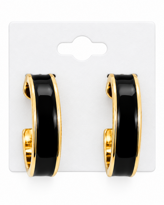 Noir Enamel Flat Hoops