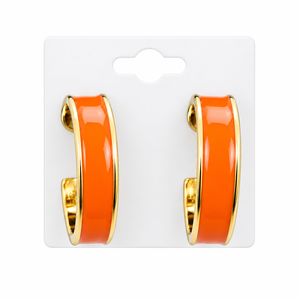 Noir Enamel Flat Hoops