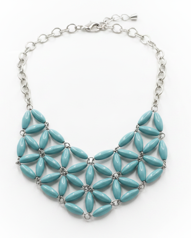 Vintage Geometric Lotus Bib Necklace