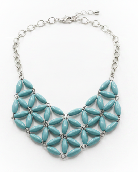 Vintage Geometric Lotus Bib Necklace