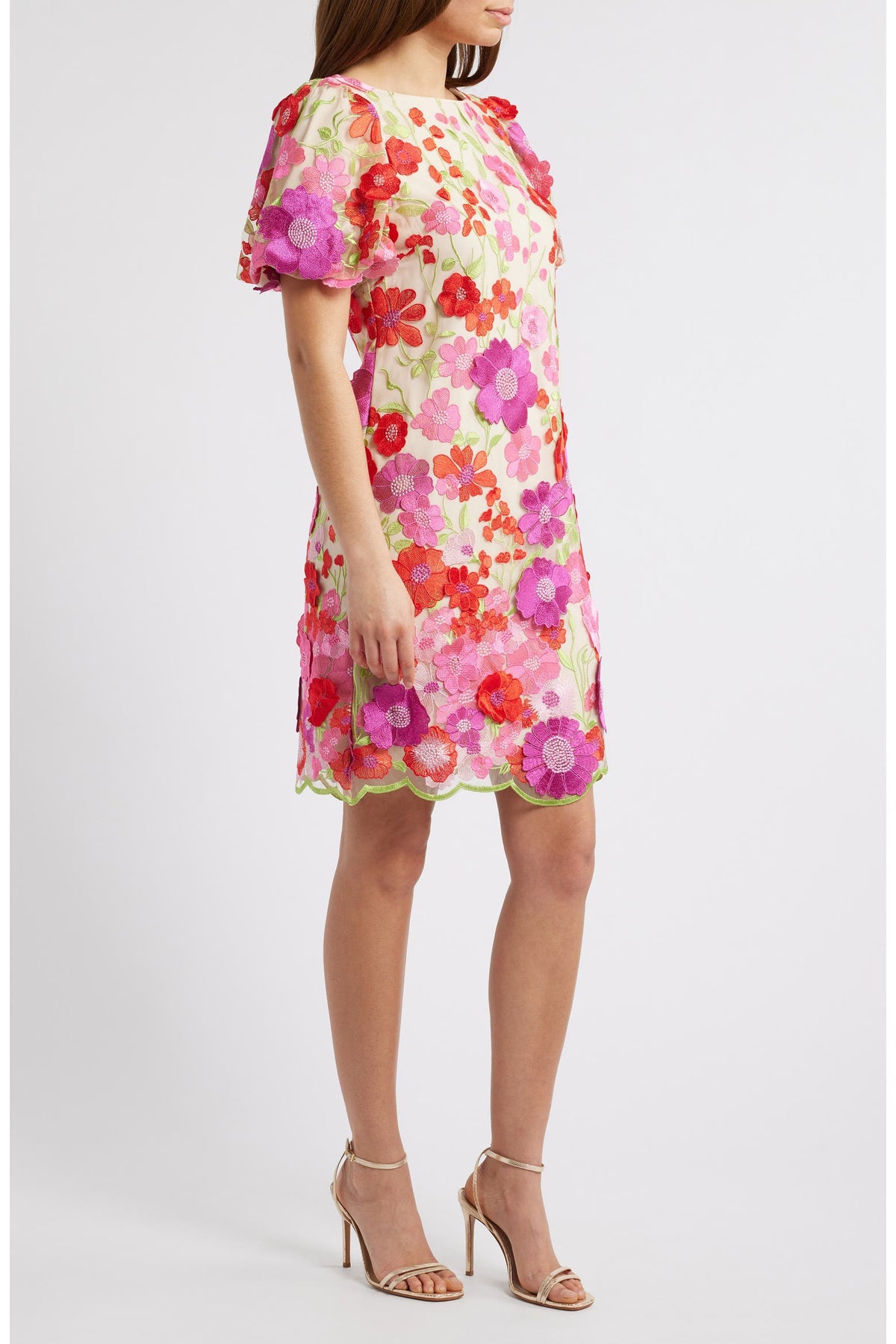 Eliza J Women's Floral-Embroidered Puff-Sleeve Dress