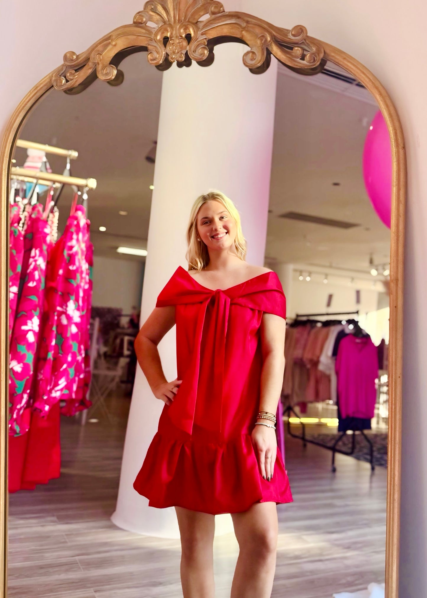 Oversized Bow Holiday Taffeta Dress