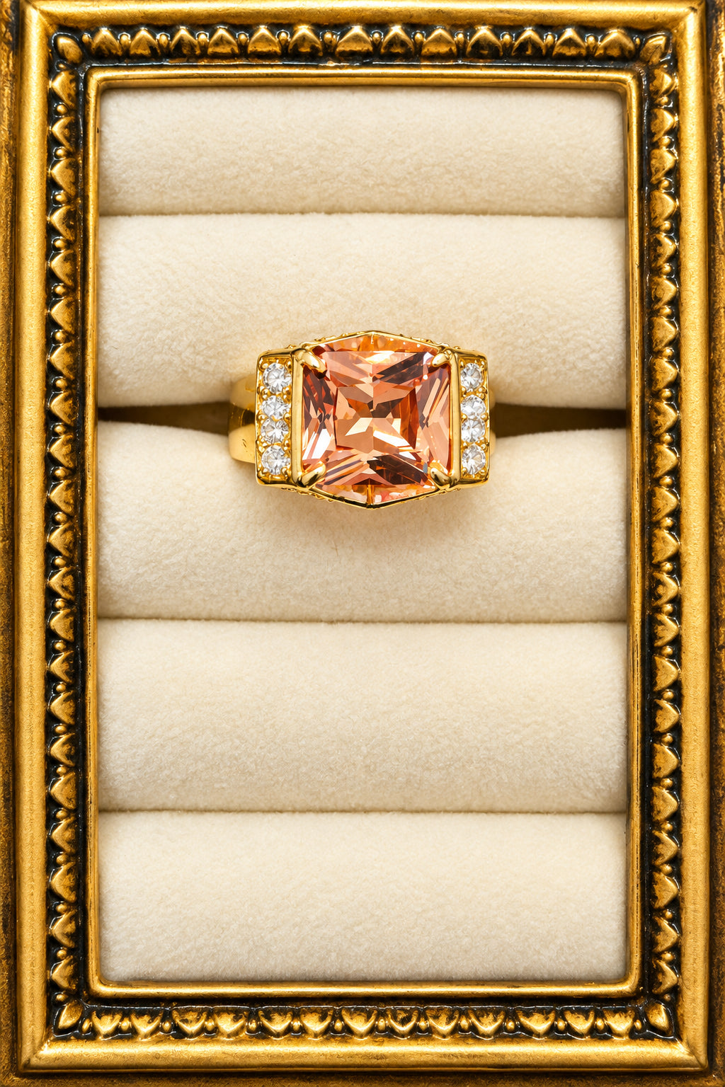 The "Providence" Vintage East-West Champagne Statement Ring