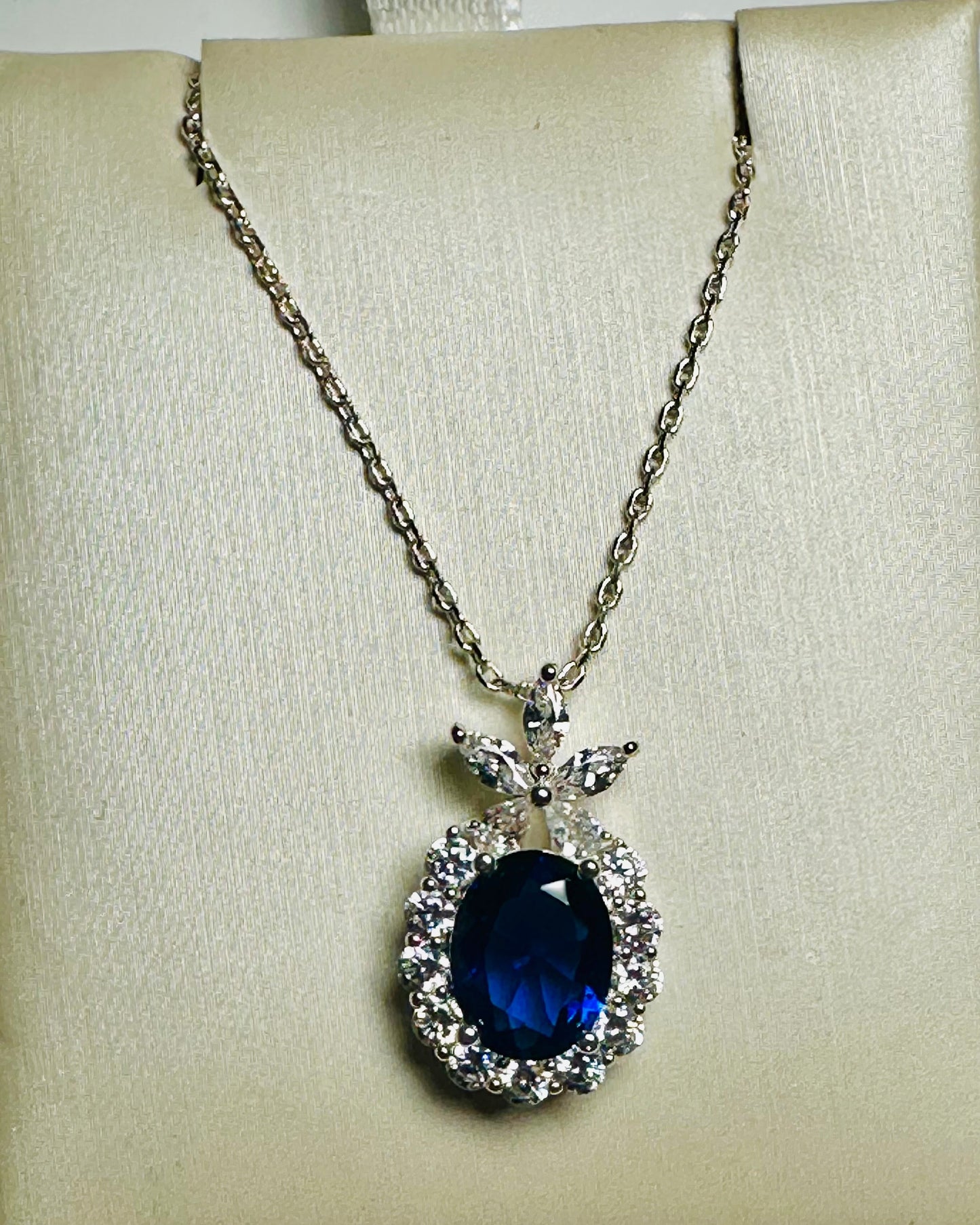 The Kensington Sapphire Halo Necklace