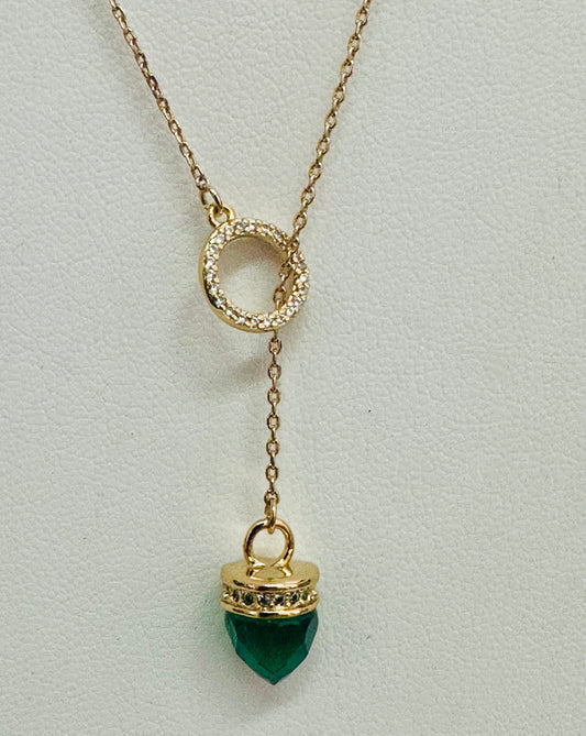 Vintage Emerald Cut-Out Y-Lariat Drop Necklace