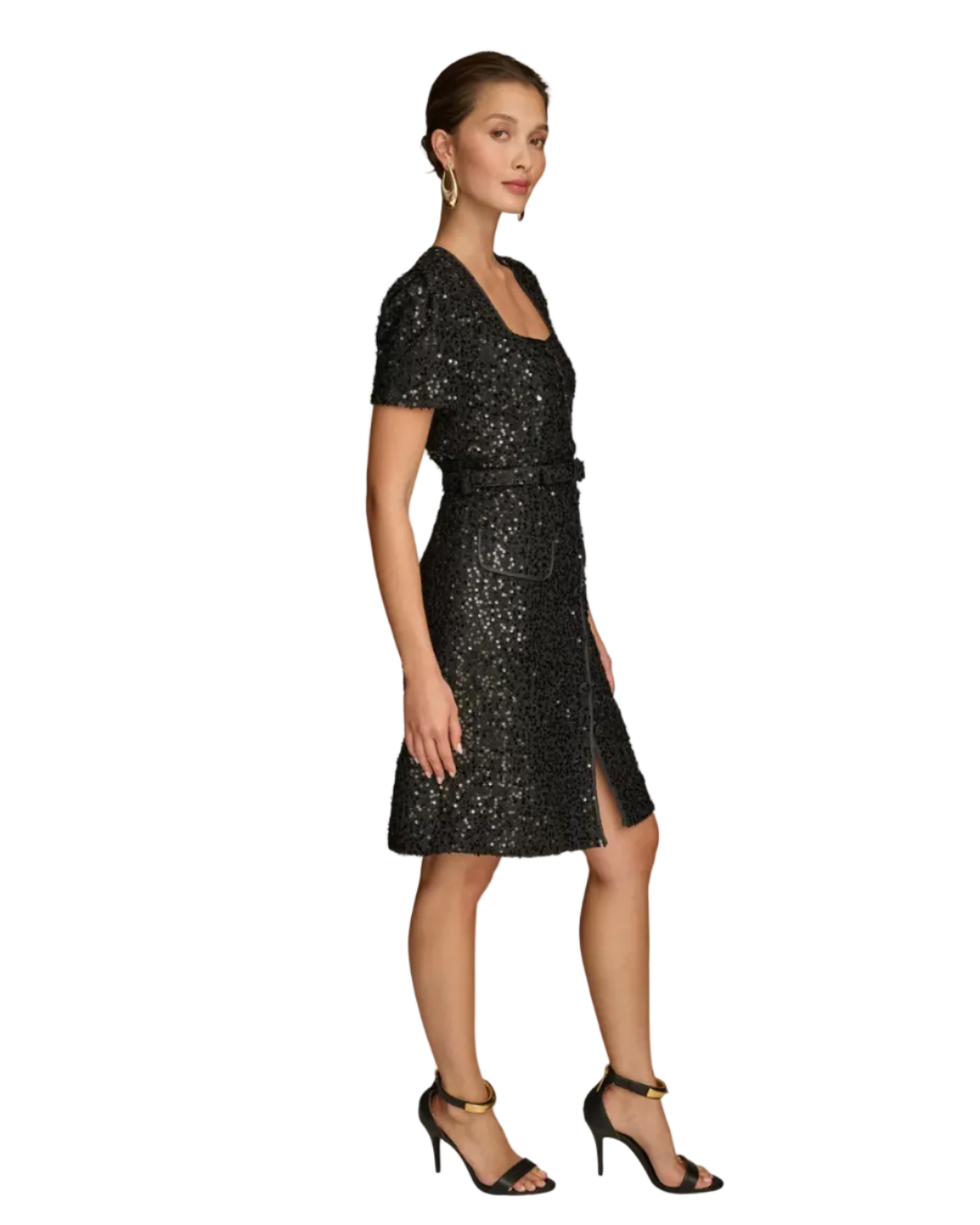 Women's Puff Sleeve Sequin Sheath Dress