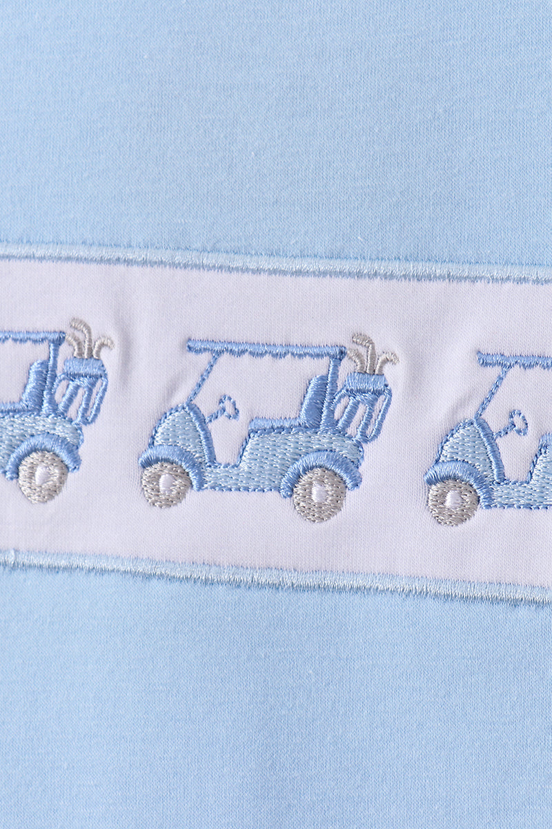 Blue Golf Cart Embroidery Pants Set