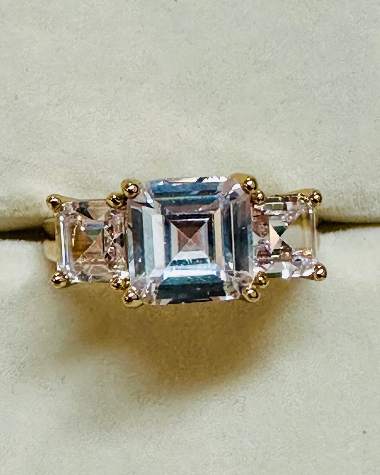 Vintage Three-Stone Asscher Cut Ring.