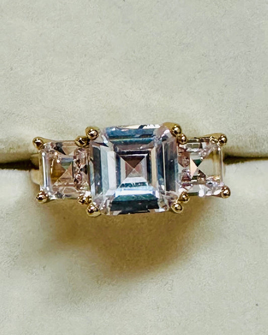Vintage Three-Stone Asscher Cut Ring.