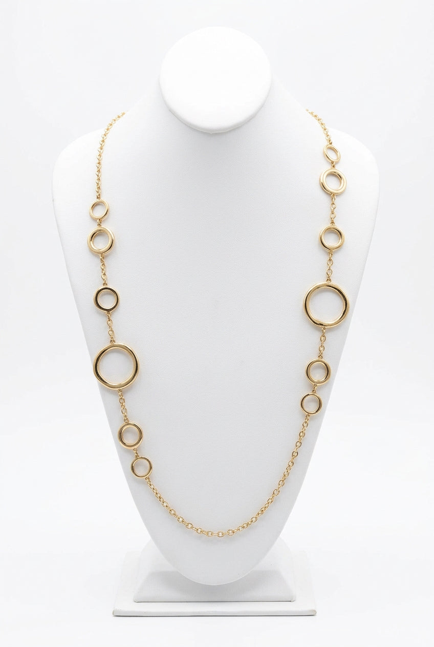 Orbit Geometric Open Circle Long Necklace