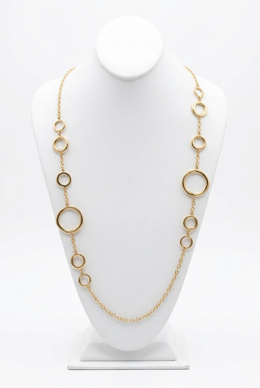 Orbit Geometric Open Circle Long Necklace