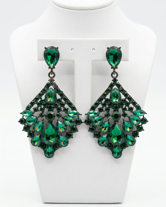Emerald Enchantment Chandelier Statement Dangle Earrings