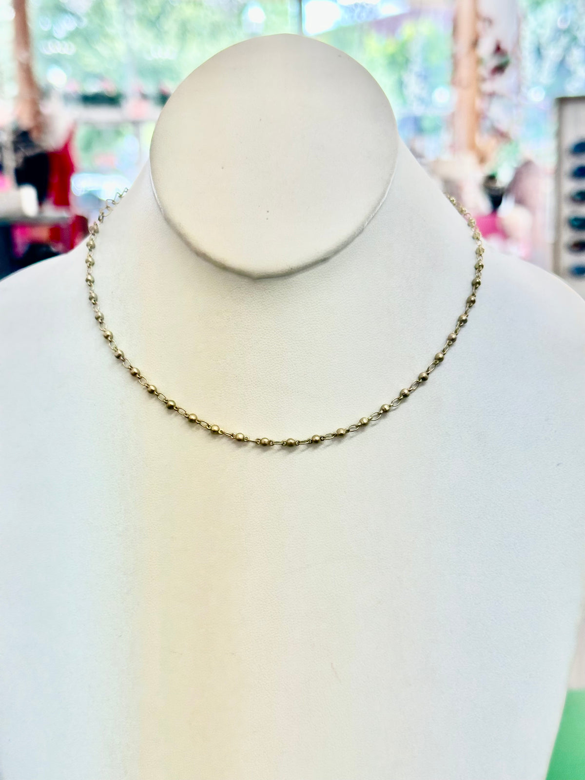 Dainty Beaded Station Chain Choker