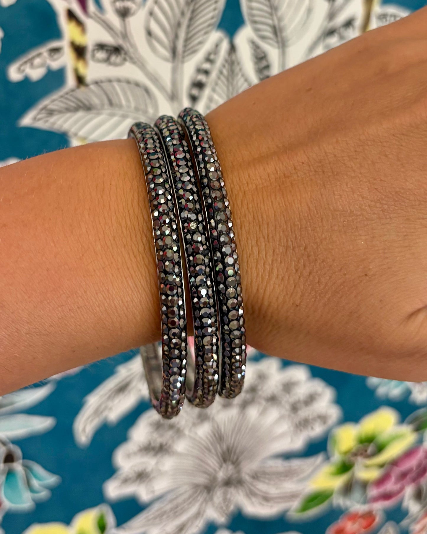 Vintage Pavé Rhinestone Bangle Trio
