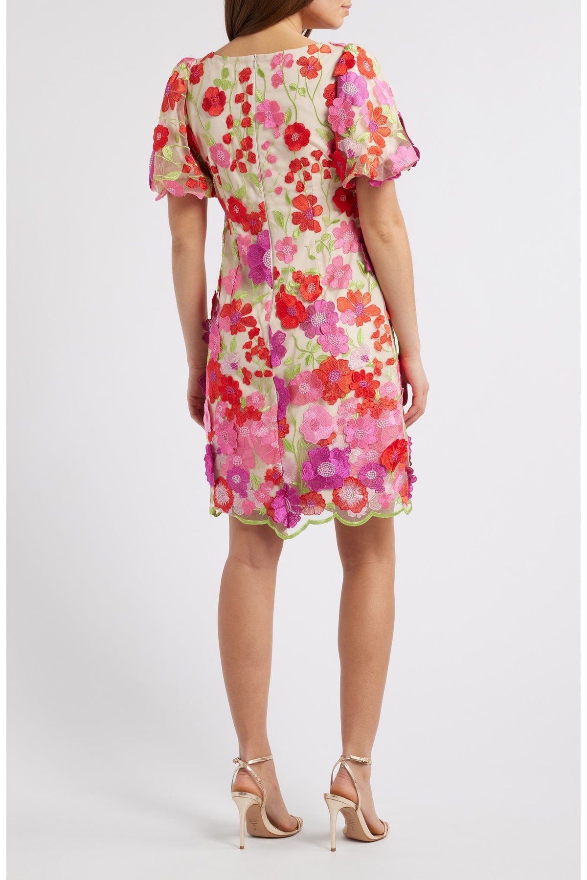 Eliza J Women's Floral-Embroidered Puff-Sleeve Dress