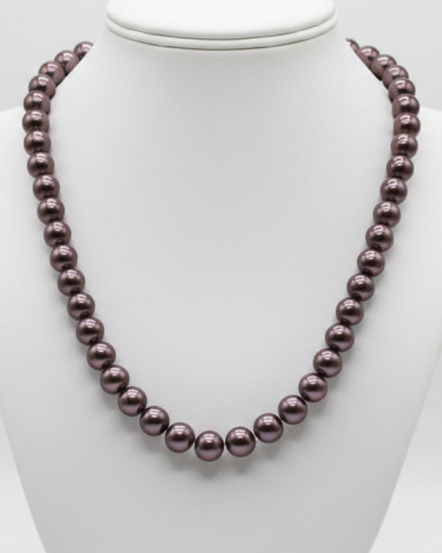 Vintage Deep Plum Pearl Strand with Rhinestone Clasp