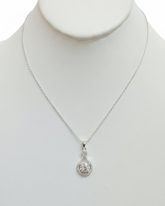 Heritage Pave’ Teardrop Halo Pendant Necklace