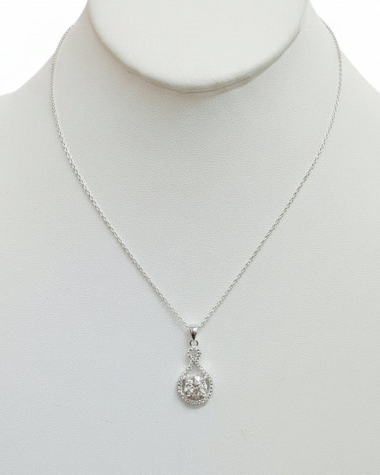 Heritage Pave’ Teardrop Halo Pendant Necklace