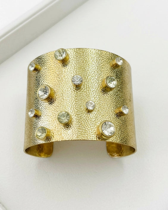 Vintage Constellation Stippled Gold Wide Statement Cuff