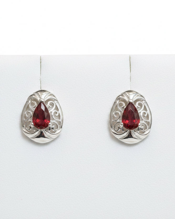 Crimson Filigree Heirloom Studs