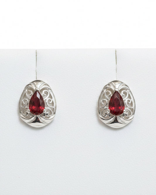 Crimson Filigree Heirloom Studs
