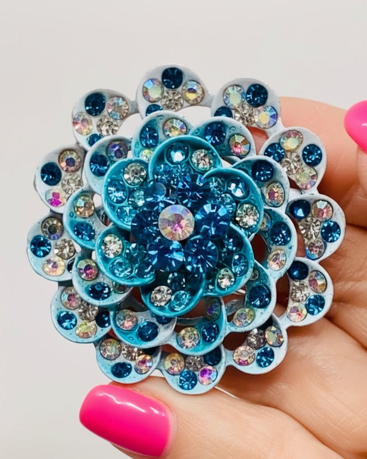Vintage Layered Blue Flower Brooch