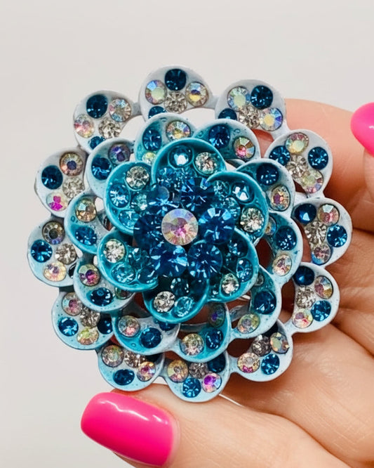 Vintage Layered Blue Flower Brooch