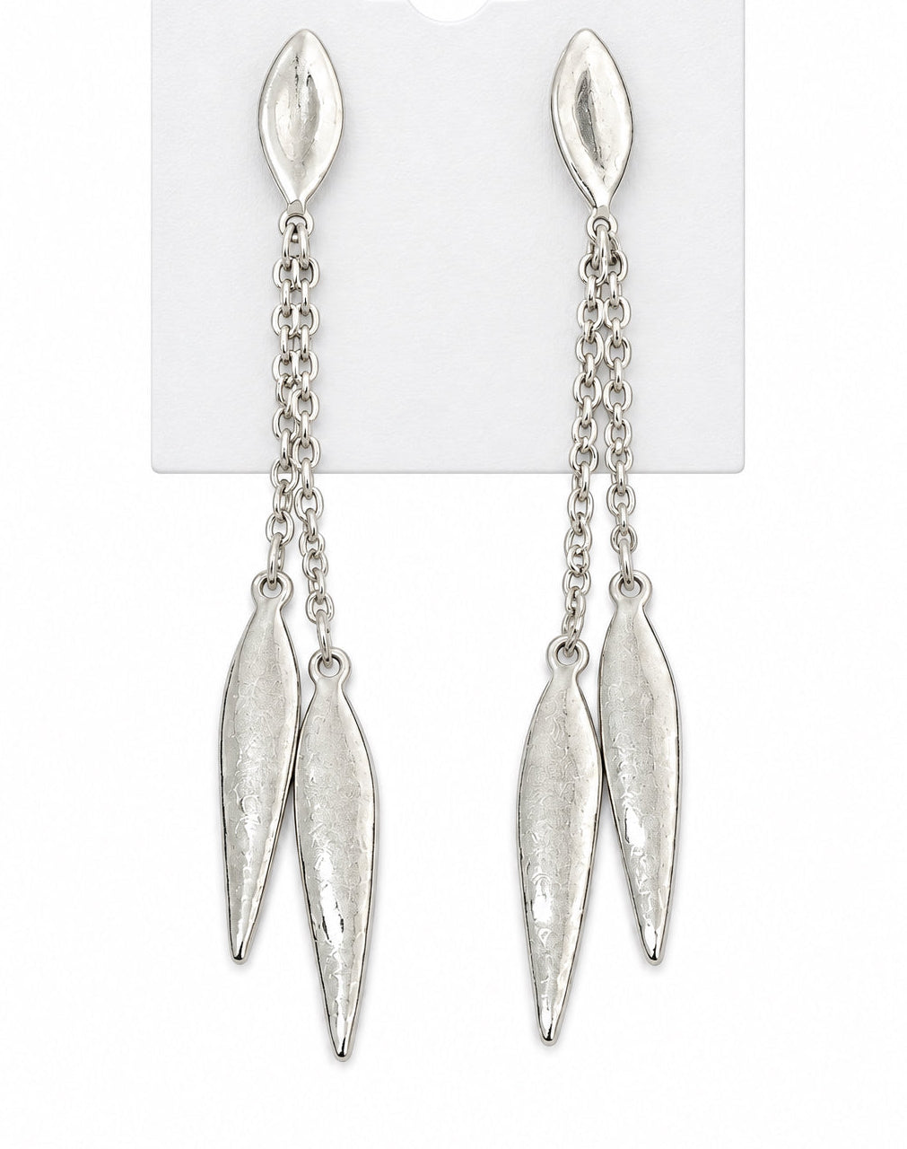 Cascade Collective Silver Leaf Fringe Earrings