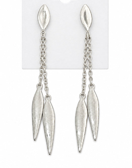 Cascade Collective Silver Leaf Fringe Earrings