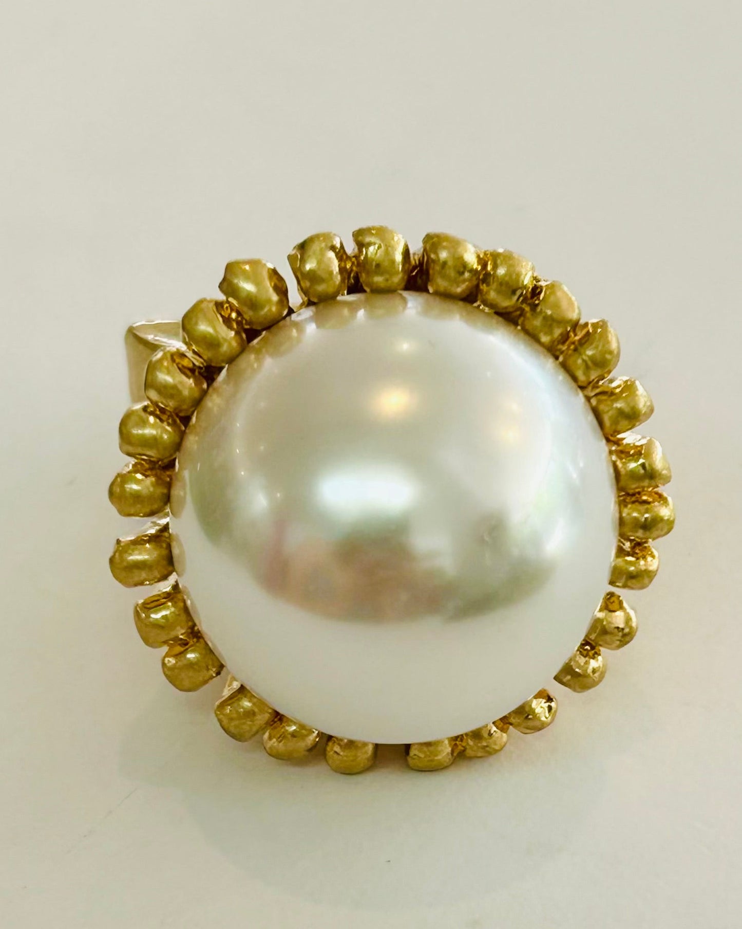 Luminous Large Faux Pearl Beaded Statement Ring