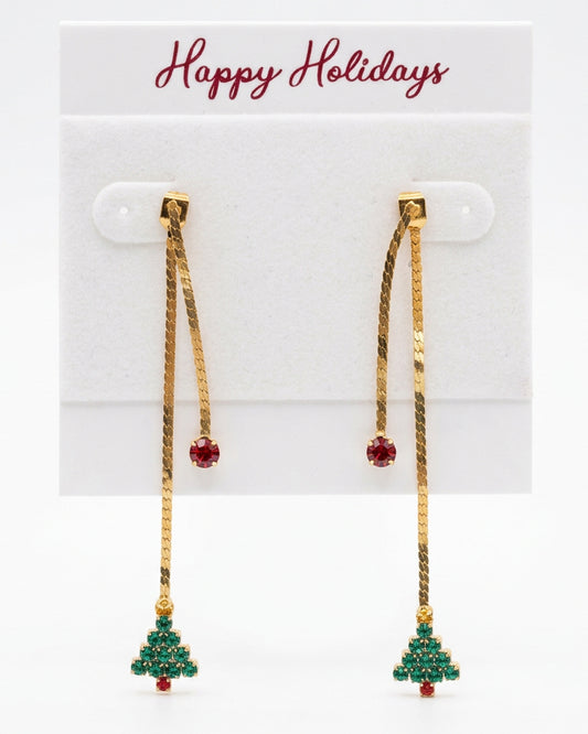 Merry & Minimalist Christmas Tree Threader Earrings