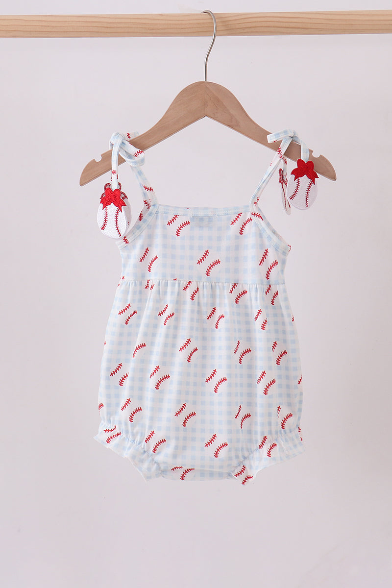 Baseball Appliqué Ruffle Gingham Bubble