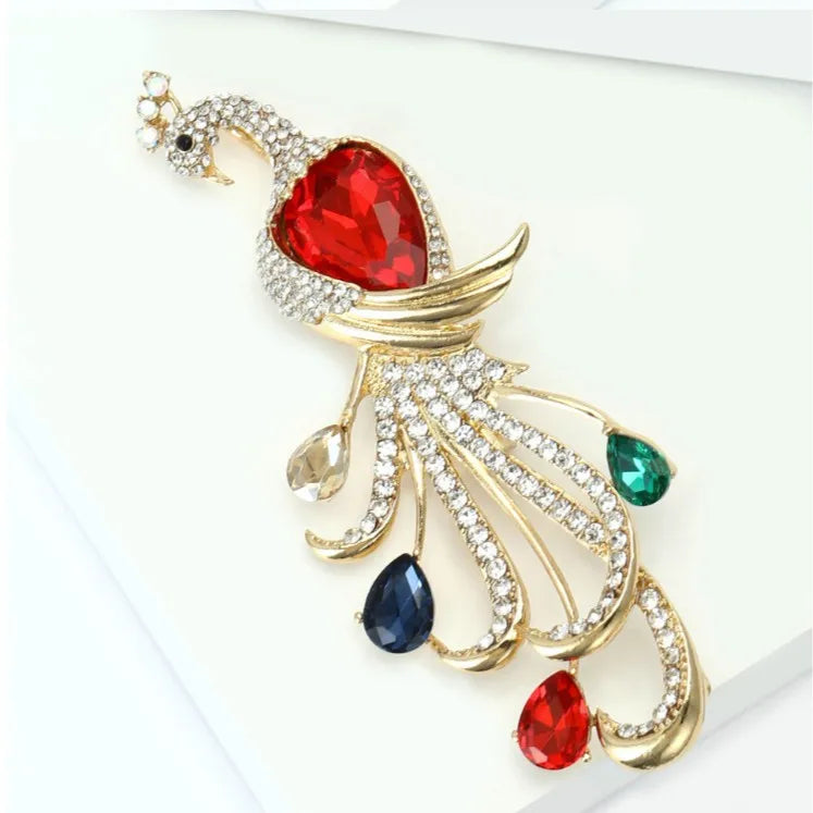 Majestic Firebird Crystal Brooch