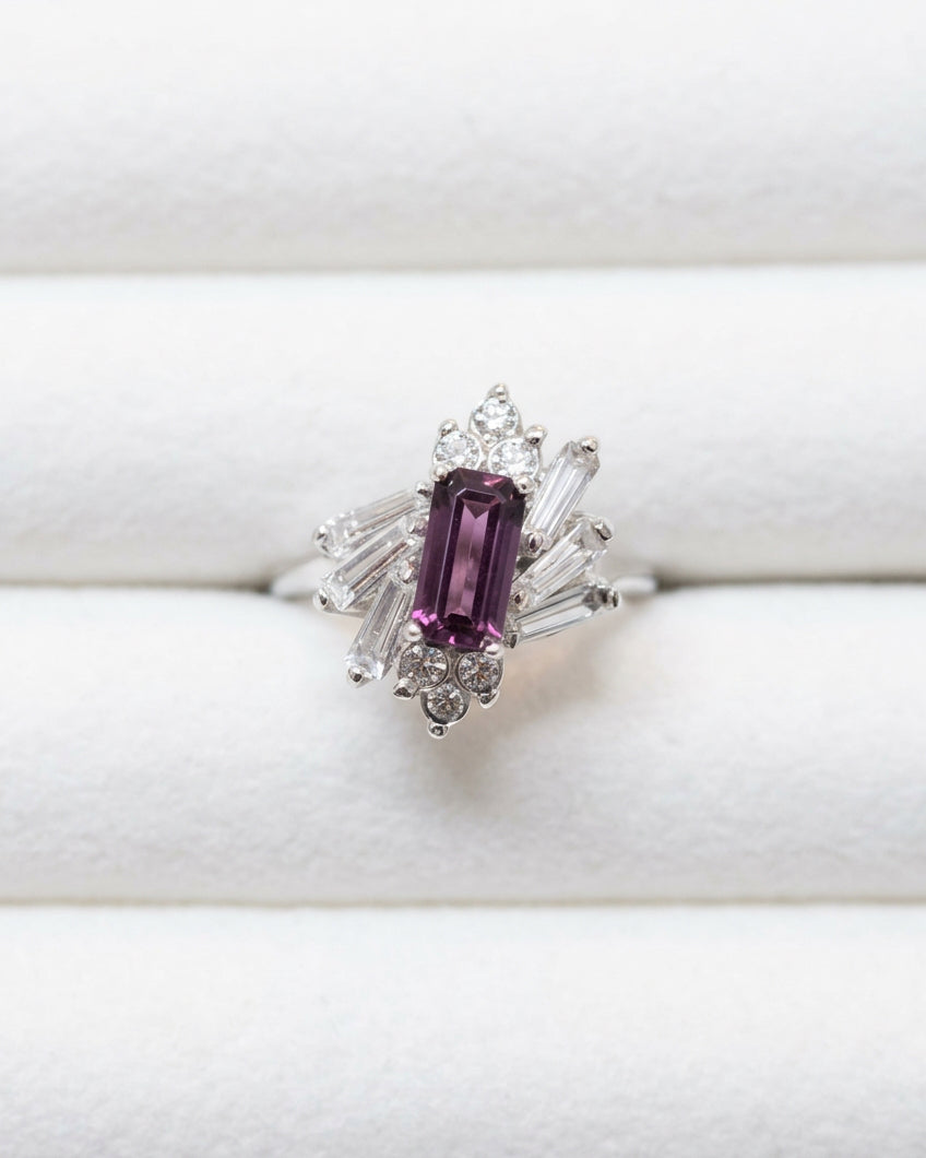 Midnight Orchid Deco Statement Ring
