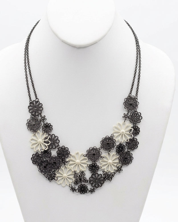 Midnight Garden Filigree Bib Necklace