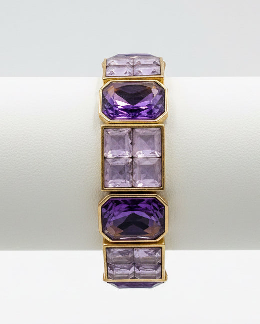 Vintage Royal Amethyst Geometric Segmented Stretch Bracelet